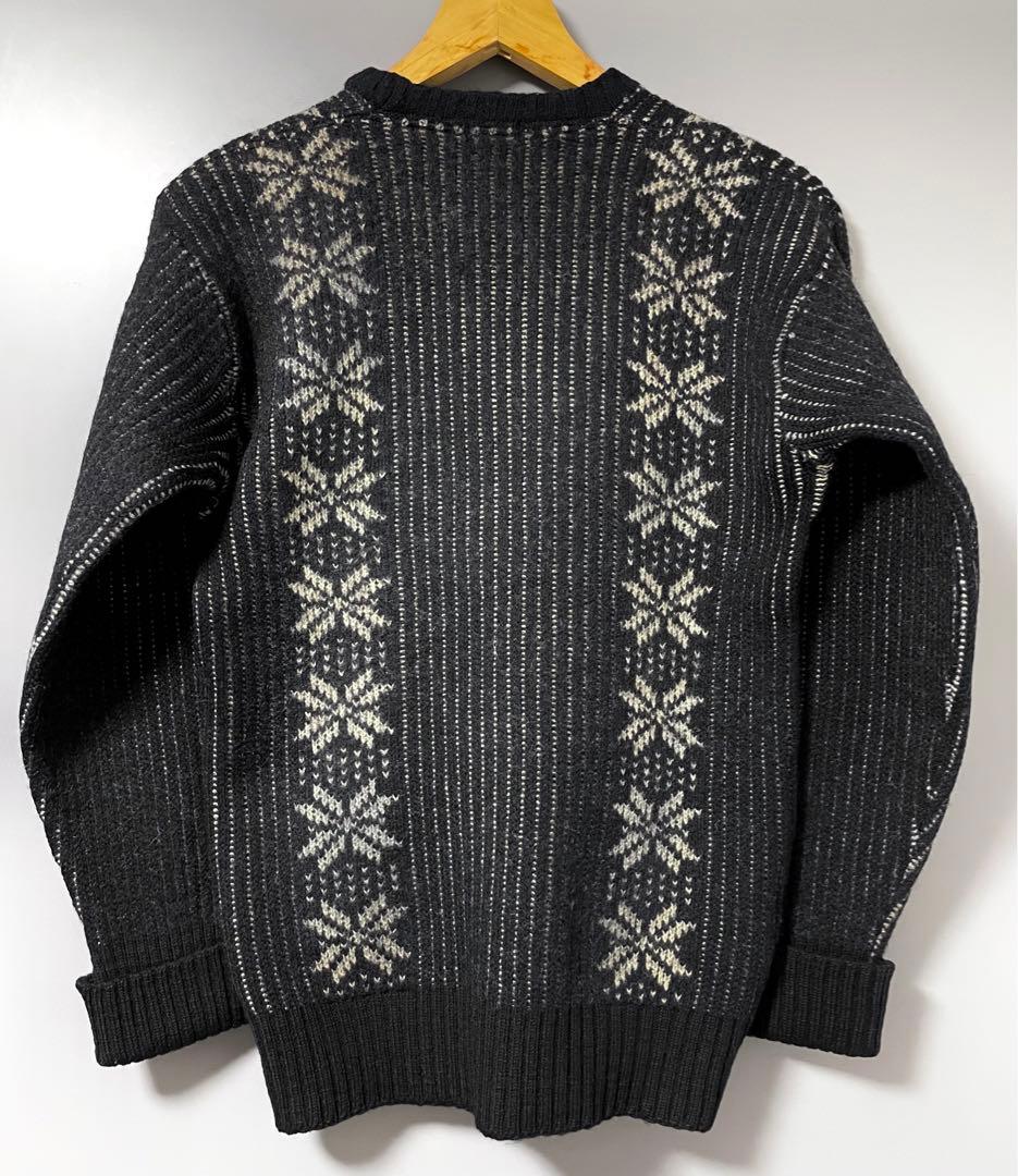 入手困難 50s ビンテージ ジャガード ニット セーター 雪柄 ウール 黒