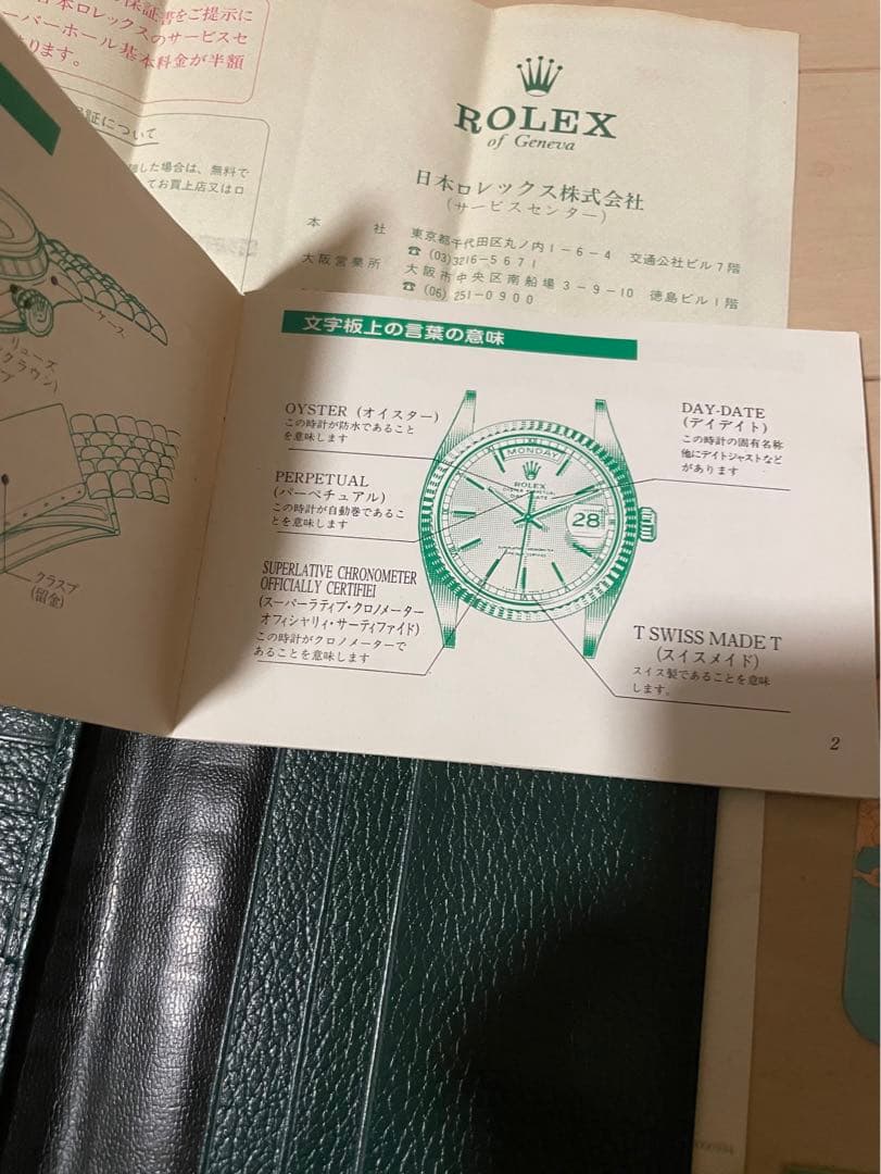 ロレックス　小冊子　保証書　純正　ケース　カレンダー　正規　日本ロレックス