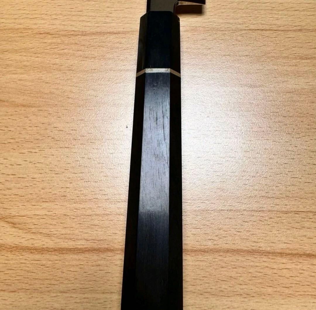 切付柳刃包丁　鏡面　黒檀本牛角八角柄　刺身包丁　（全鋼）