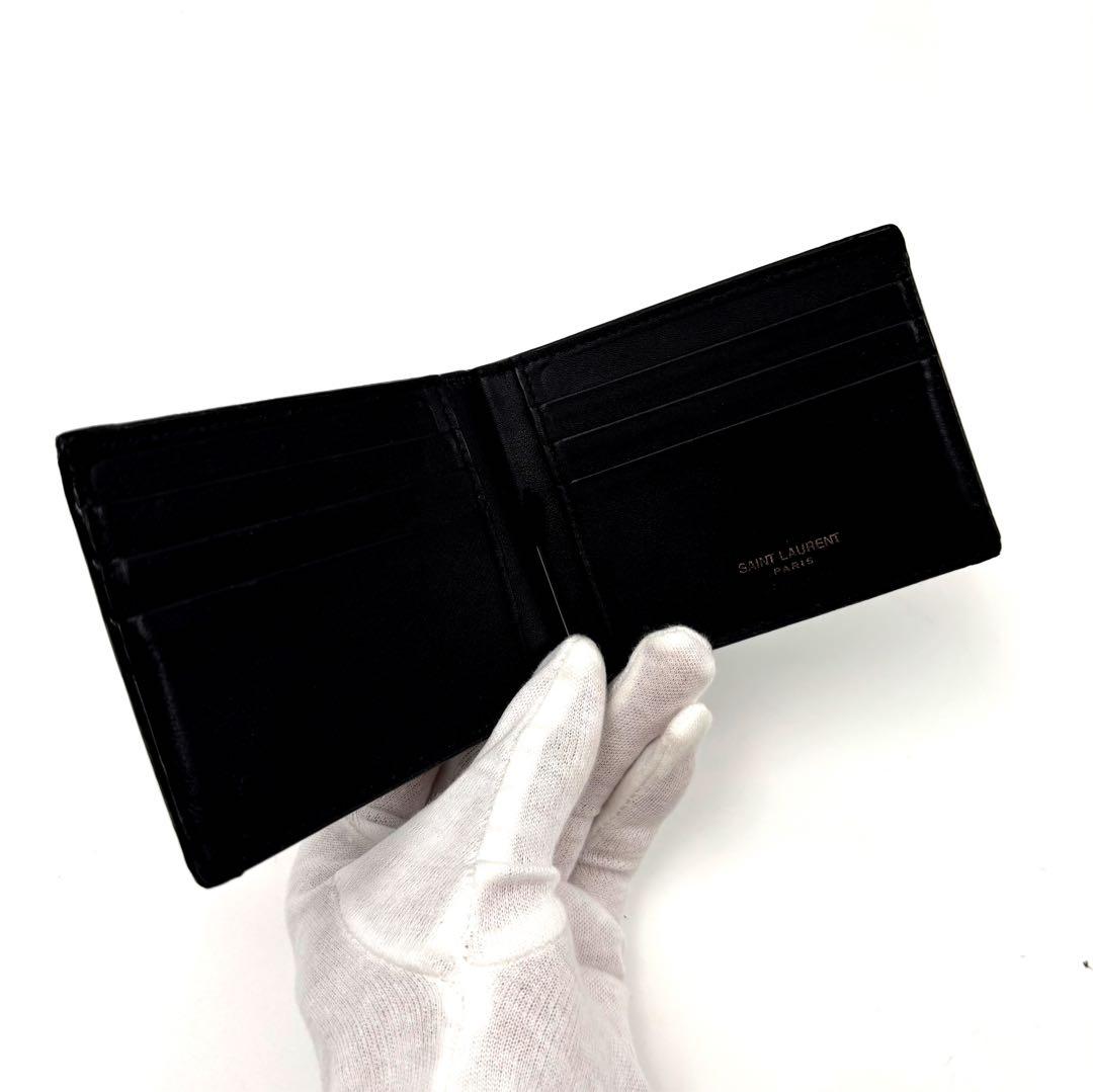 ✨希少✨　SAINT LAURENT PARIS マネークリップ　ストライプ　黒