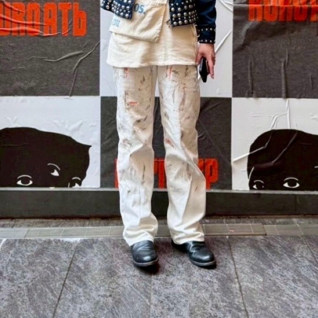 AURALEE ペイント加工 ストレートデニム