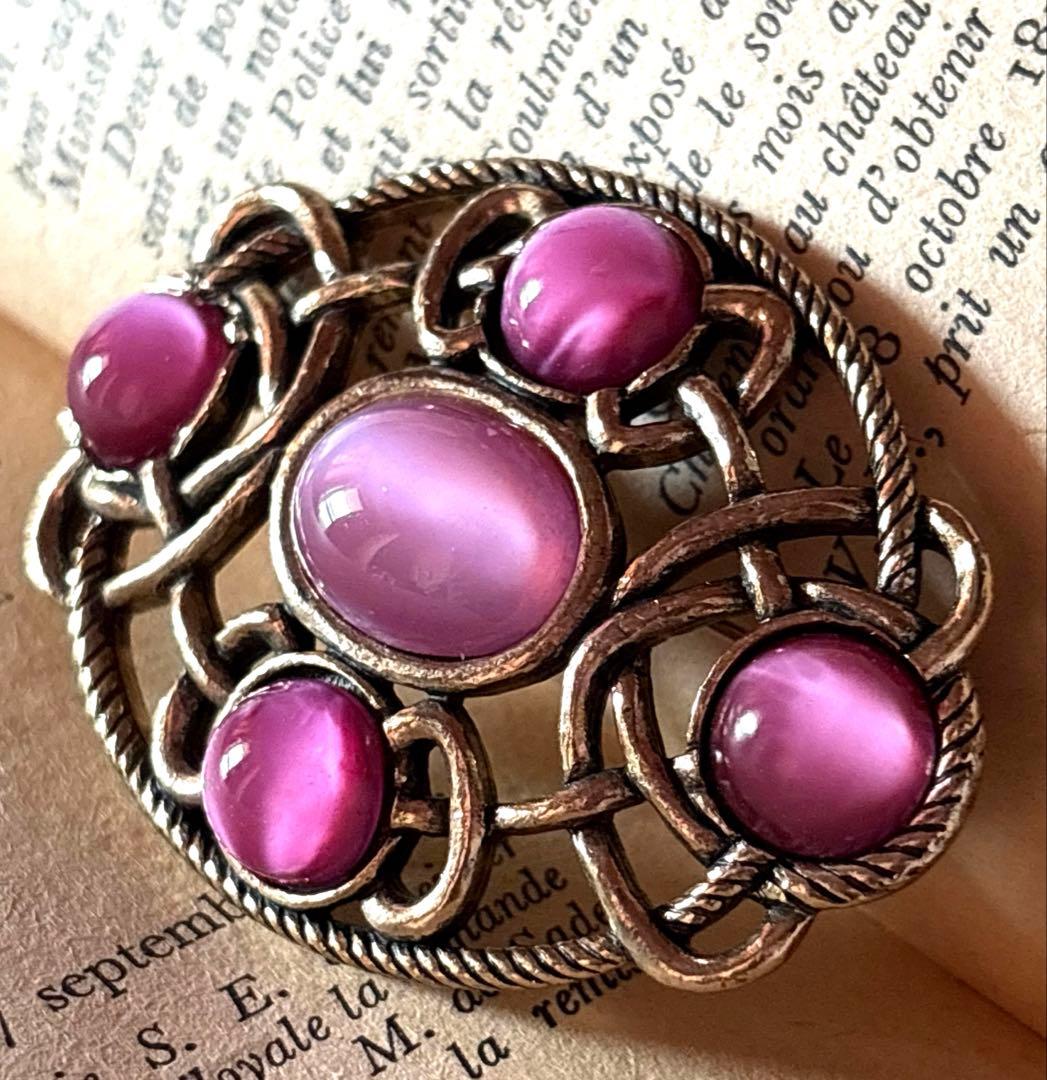 3372ヴィンテージ☆英国/MIRACLE/カボションブローチ