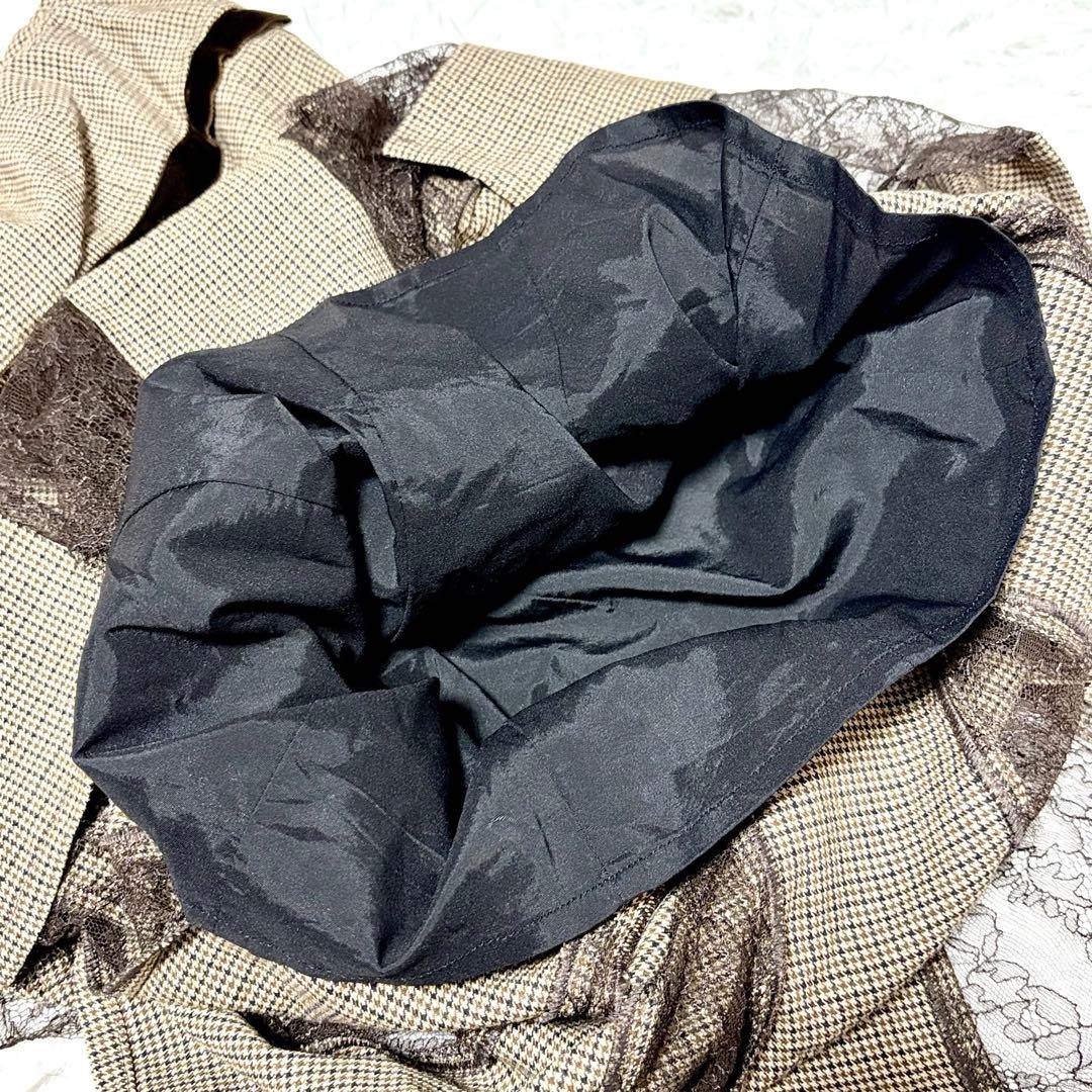 【極美品】レッドヴァレンティノ　ロングスカート　リボン　レース　茶　チェック　M