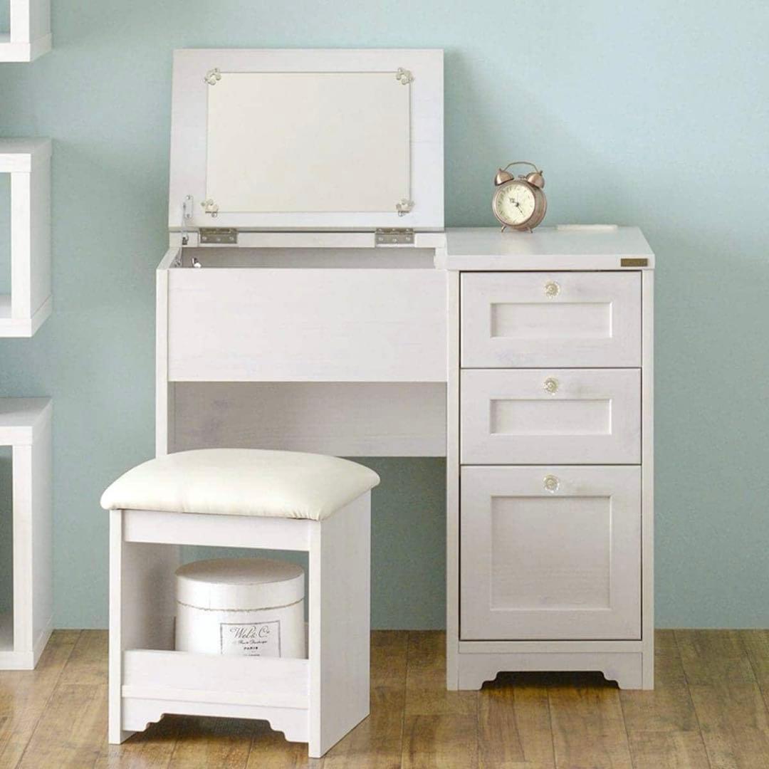 【組立済】ホワイト ドレッサー 収納付き 70-80cm幅（7/23まで出品）