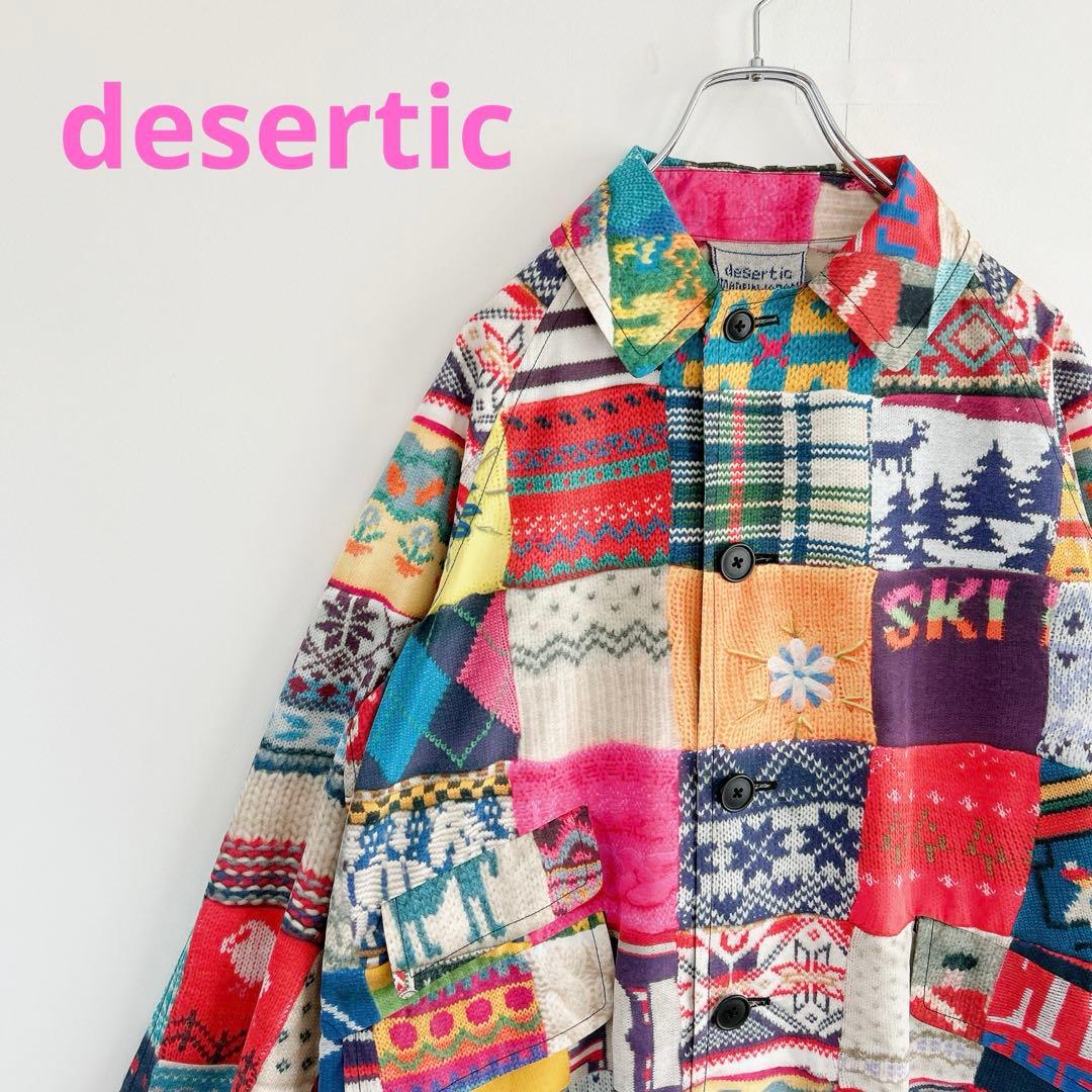 desertic 総柄 パッチワーク風 プリント ジャケット 1点物