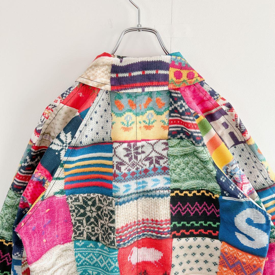 desertic 総柄 パッチワーク風 プリント ジャケット 1点物