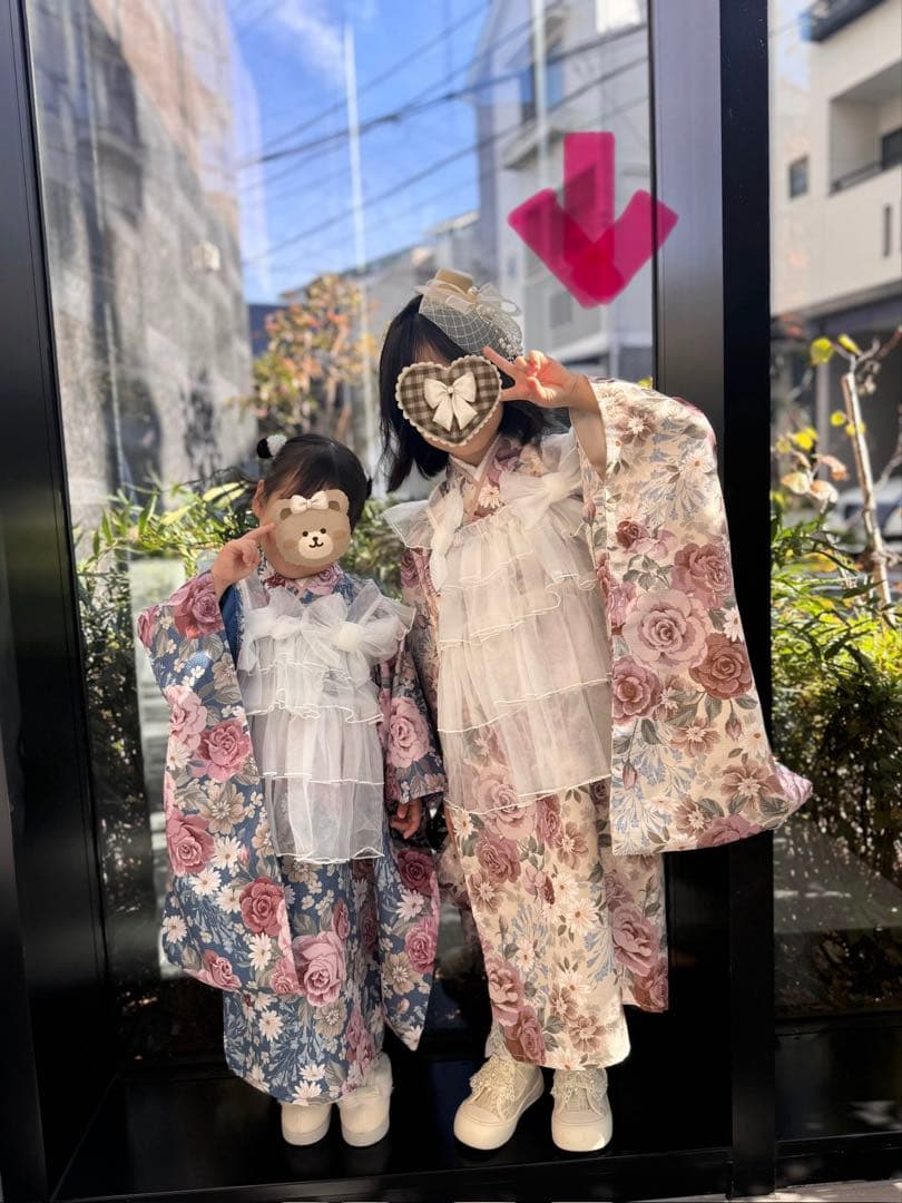 キャサリンコテージ 753チュールフリルエプロン+着物ワンピースセット120