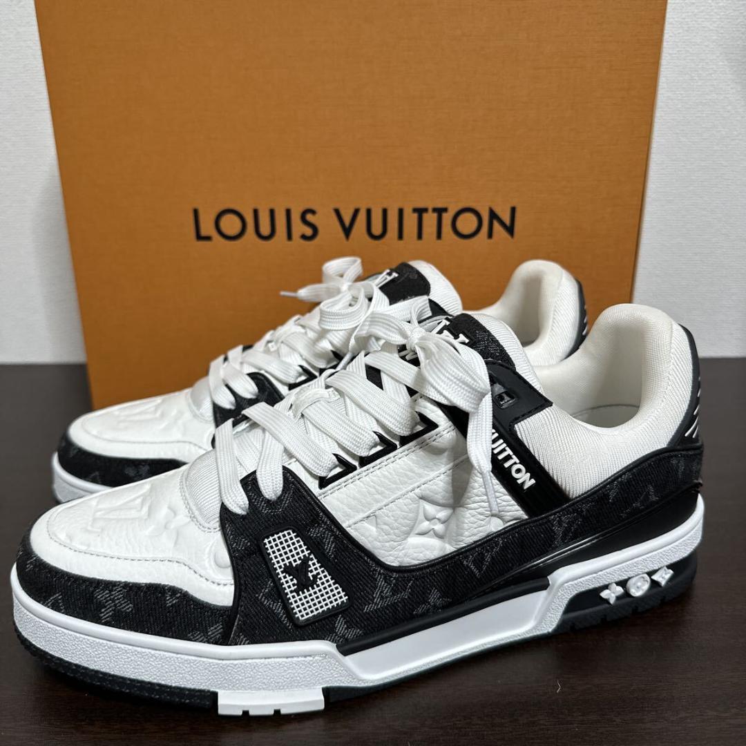 ルイヴィトン LV トレイナー モノグラム デニム レザー スニーカー 9