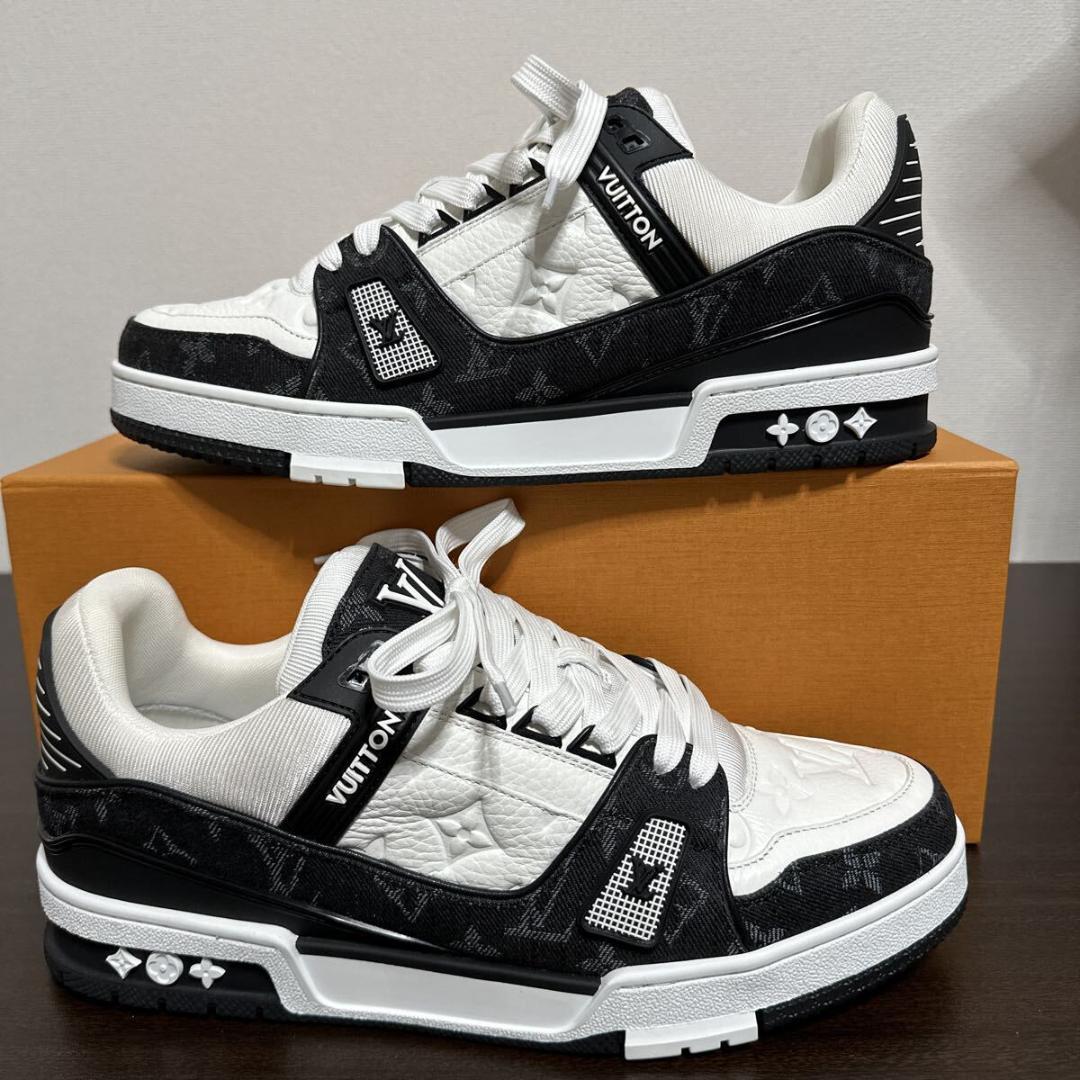 ルイヴィトン LV トレイナー モノグラム デニム レザー スニーカー 9