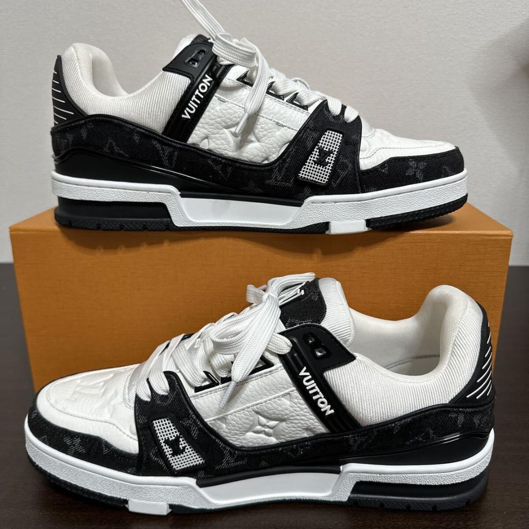 ルイヴィトン LV トレイナー モノグラム デニム レザー スニーカー 9