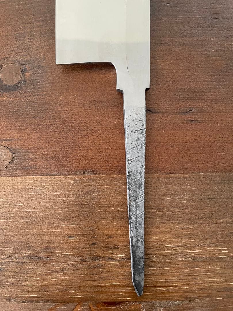 沖芝吉貞作 吉貞造 鎌型薄刃包丁 八寸 霞 白鋼