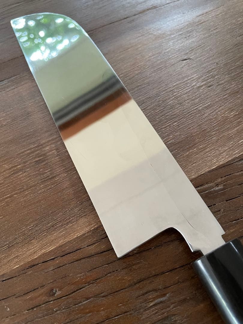 沖芝吉貞作 吉貞造 鎌型薄刃包丁 八寸 霞 白鋼