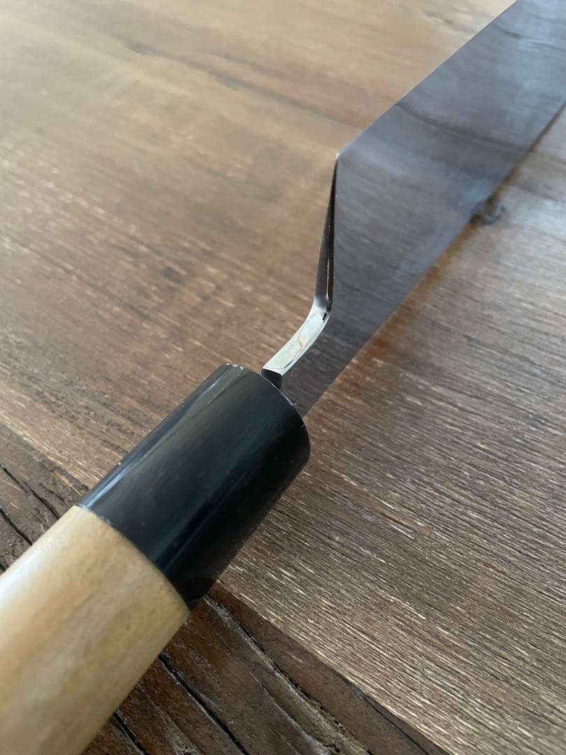 沖芝吉貞作 吉貞造 鎌型薄刃包丁 八寸 霞 白鋼