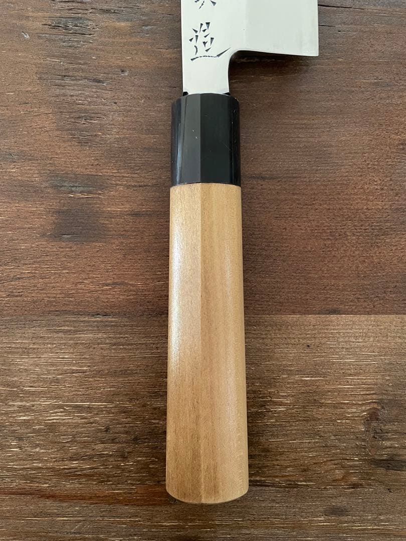 沖芝吉貞作 吉貞造 鎌型薄刃包丁 八寸 霞 白鋼