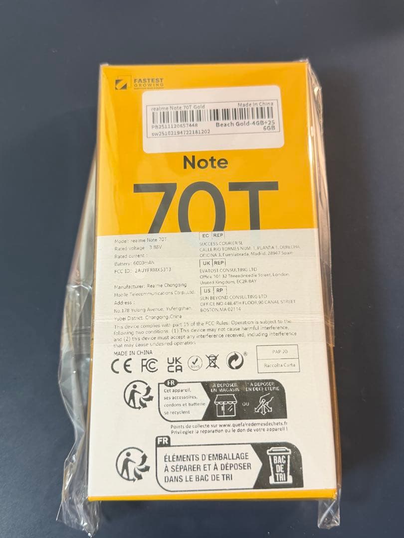 realme Note 70T 本体4/256GB BEACH 新品未使用