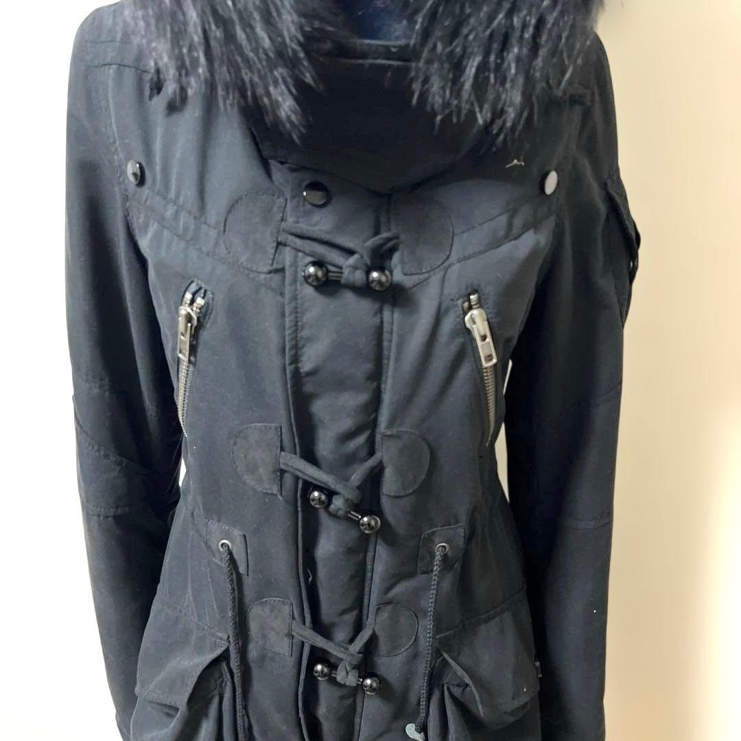 SLY ブラックフード付きモッズコート 24A672