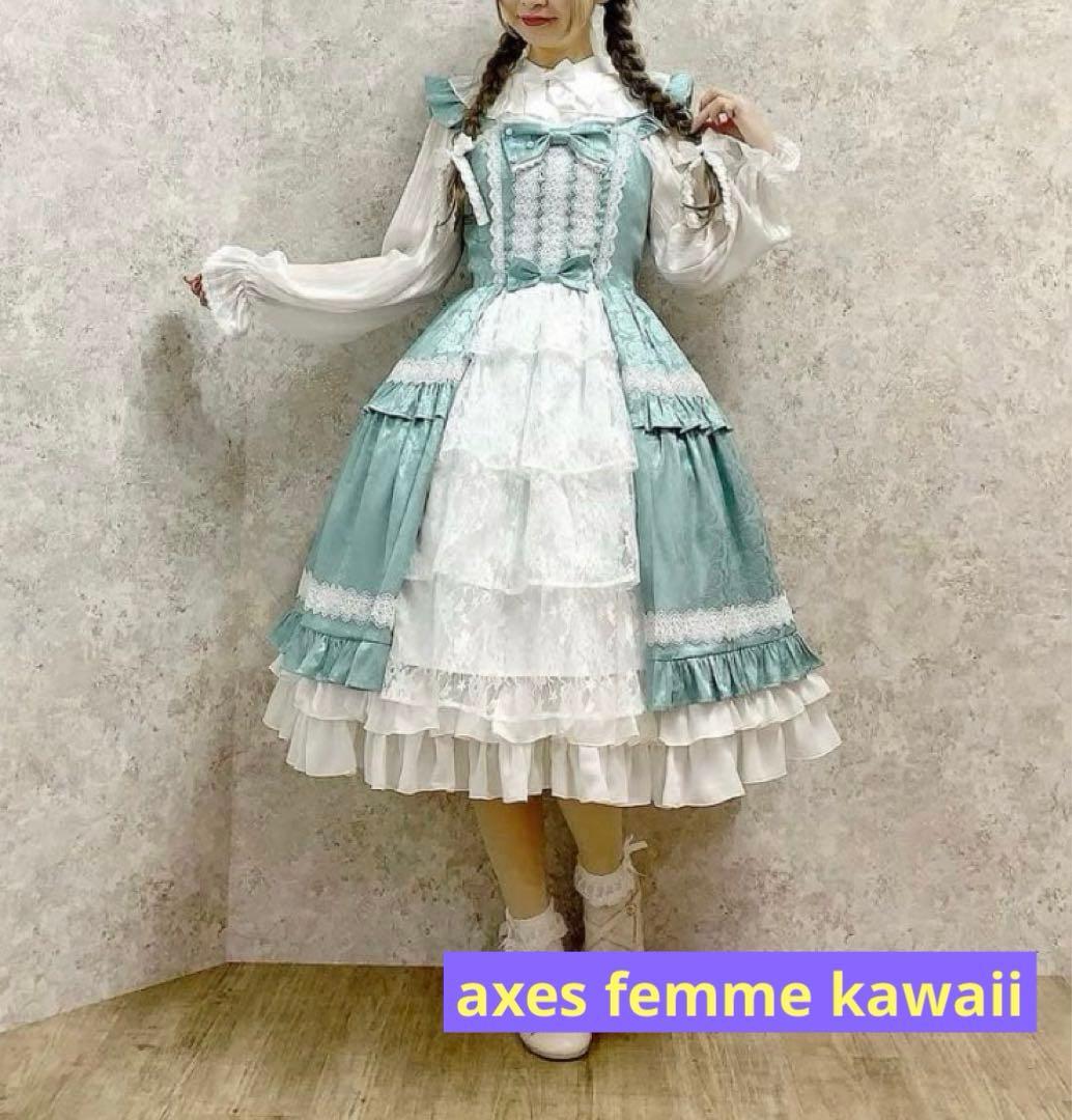 axes femme kawaii ロマンスローズジャンスカ　グリーン　M