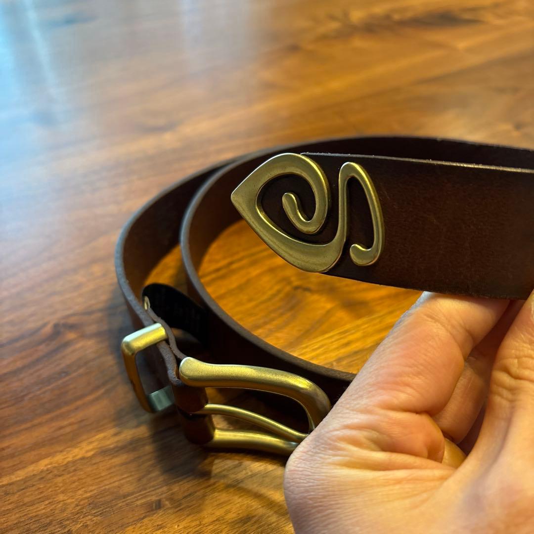 stussy ステューシー　ベルト　レザー　ブラウン　ゴールド