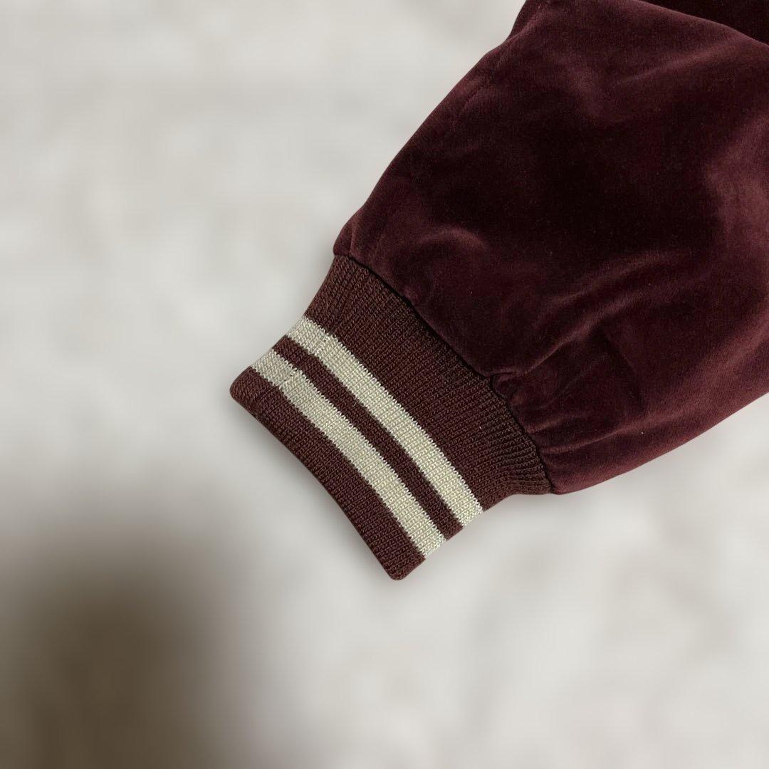 SLIDER風神雷神刺繍 スカジャン ブルゾン ベルベット ワインレッド