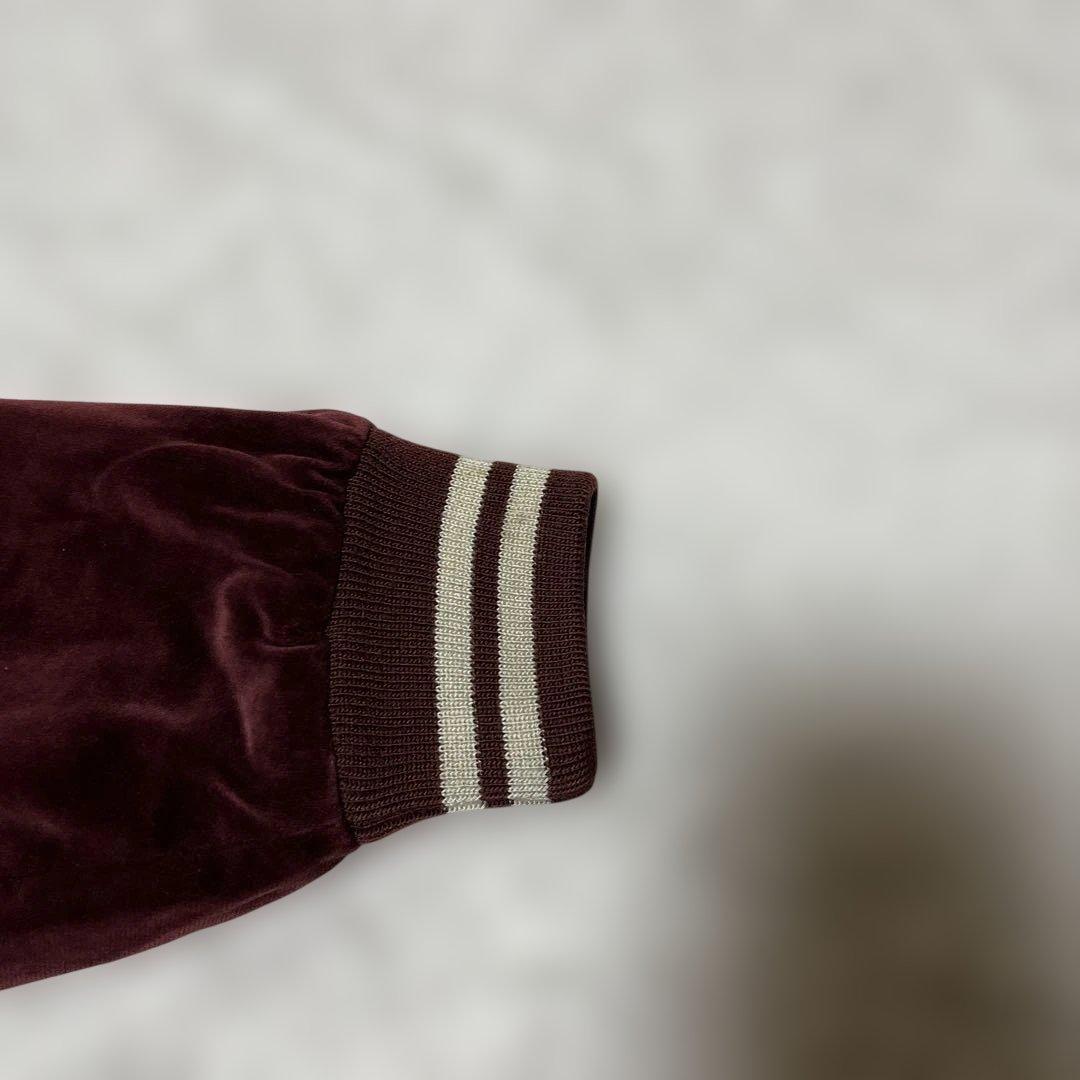 SLIDER風神雷神刺繍 スカジャン ブルゾン ベルベット ワインレッド