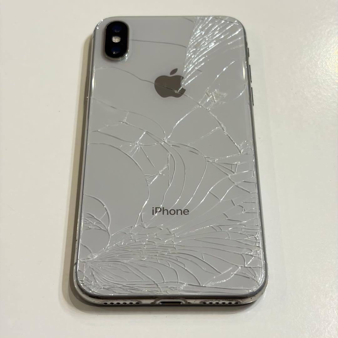 【背面割れ】 Apple iPhoneX 64GB 本体 SIMフリー　シルバー