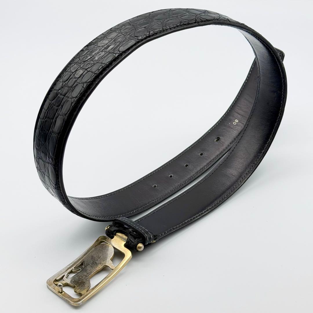 CELINE セリーヌ ベルト 馬車金具 クロコダイル ゴールド金具 男女兼用