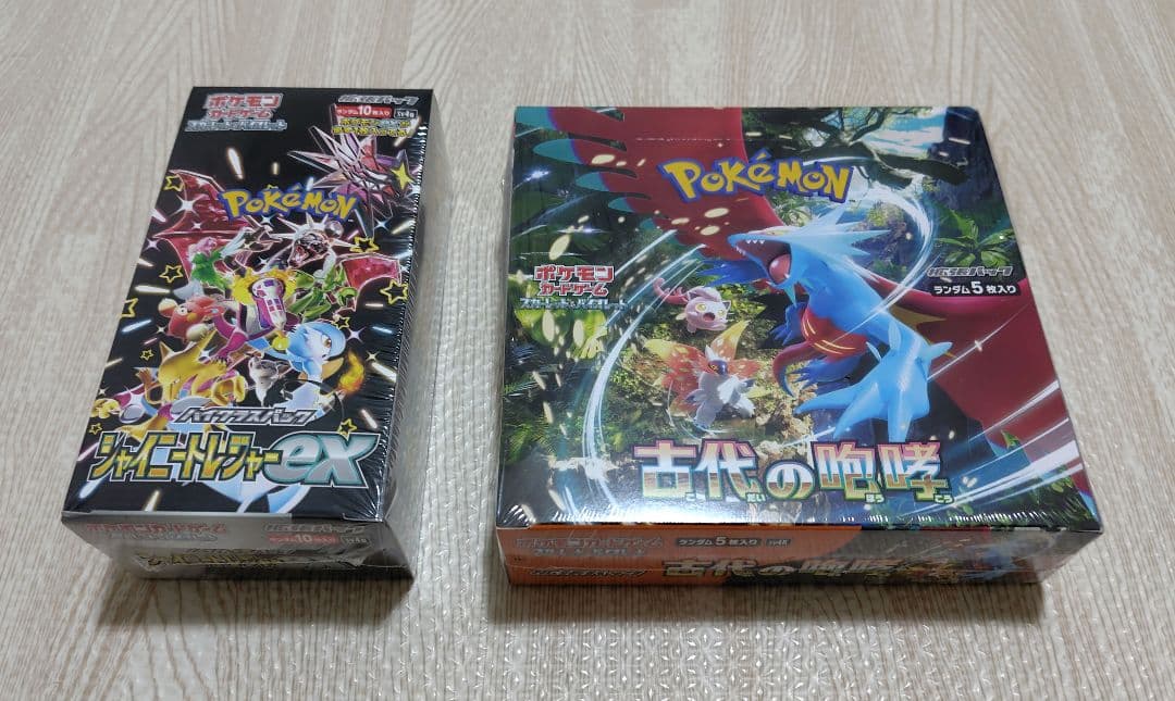 ポケカ　古代の咆哮、シャイニートレジャー　未開封BOX　シュリンク付