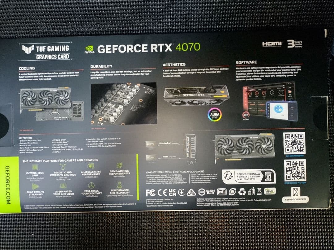 グラフィックボード・グラボ・ビデオカード ASUS GEFORCE TUF-RTX4070-O12G-GAMING