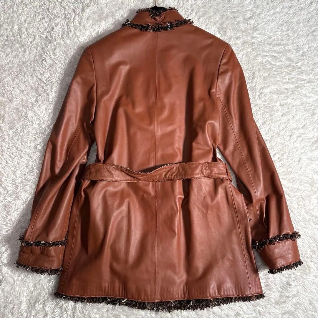 未使用 タグ付き MUNPER ラムレザーコート ベルト キャメル スペイン製