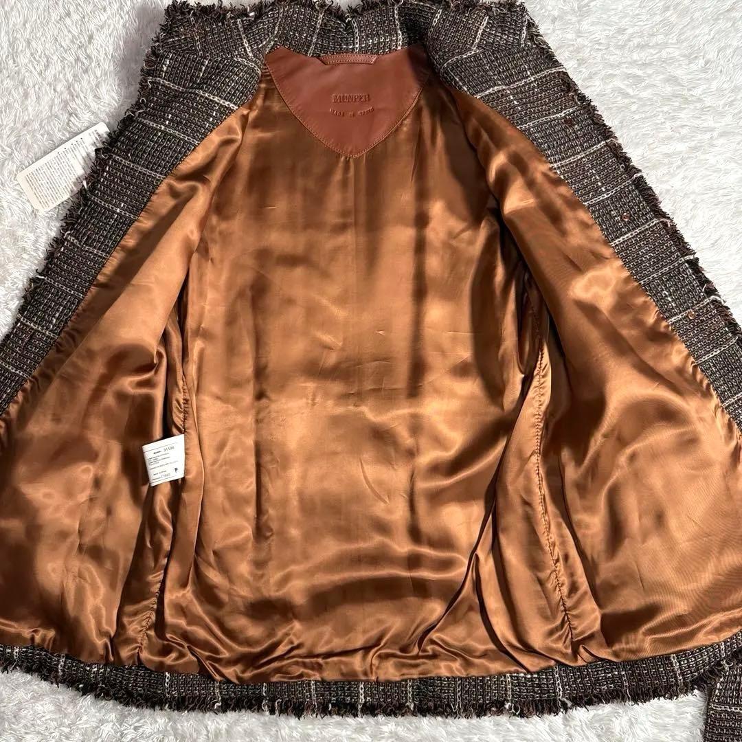 未使用 タグ付き MUNPER ラムレザーコート ベルト キャメル スペイン製