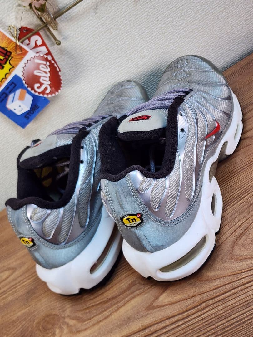【希少カラー】NIKE エアマックスプラス 25.5cm 銀×赤 状態良好