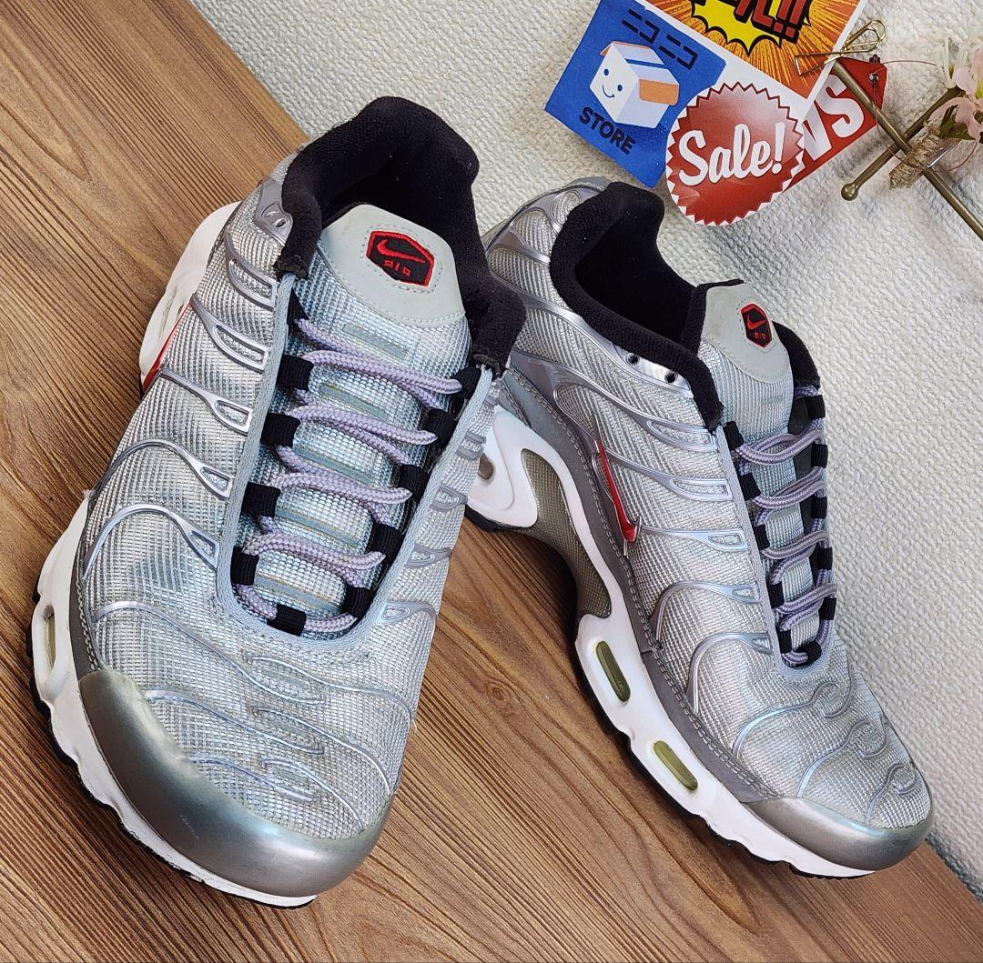 【希少カラー】NIKE エアマックスプラス 25.5cm 銀×赤 状態良好