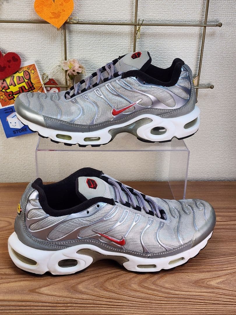 【希少カラー】NIKE エアマックスプラス 25.5cm 銀×赤 状態良好