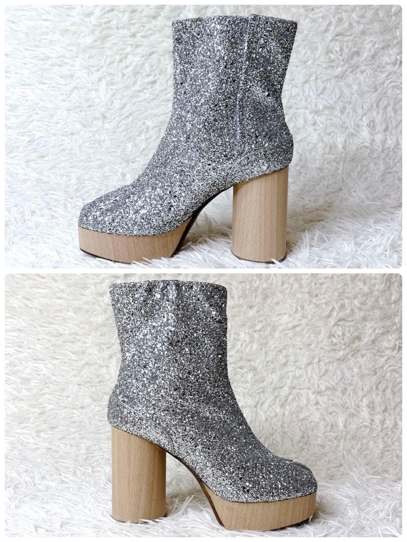 Maison Margiela 足袋ブーツ グリッター シルバー 38
