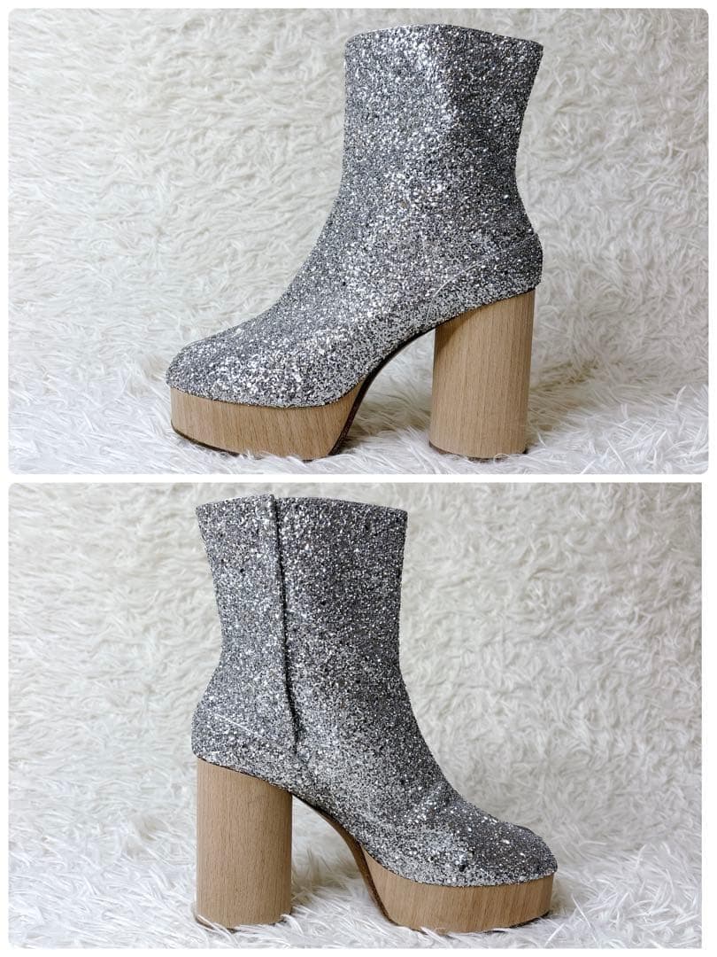 Maison Margiela 足袋ブーツ グリッター シルバー 38