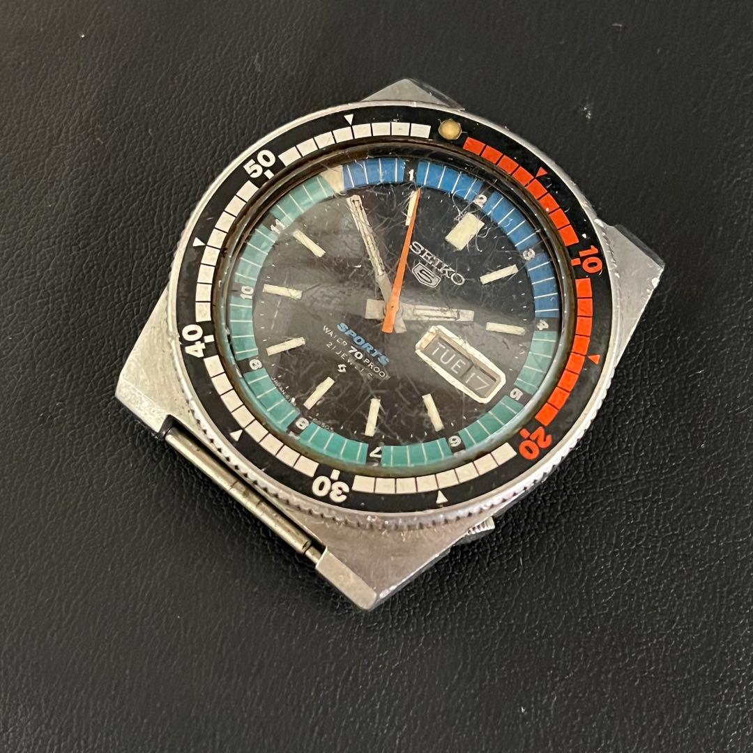 な*屋様 SEIKO 5 Sports 6119-6050 青ベゼル 稼働 ジャ