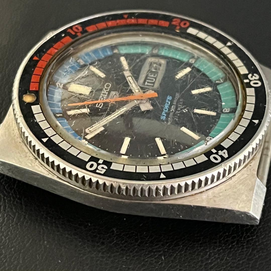 な*屋様 SEIKO 5 Sports 6119-6050 青ベゼル 稼働 ジャ