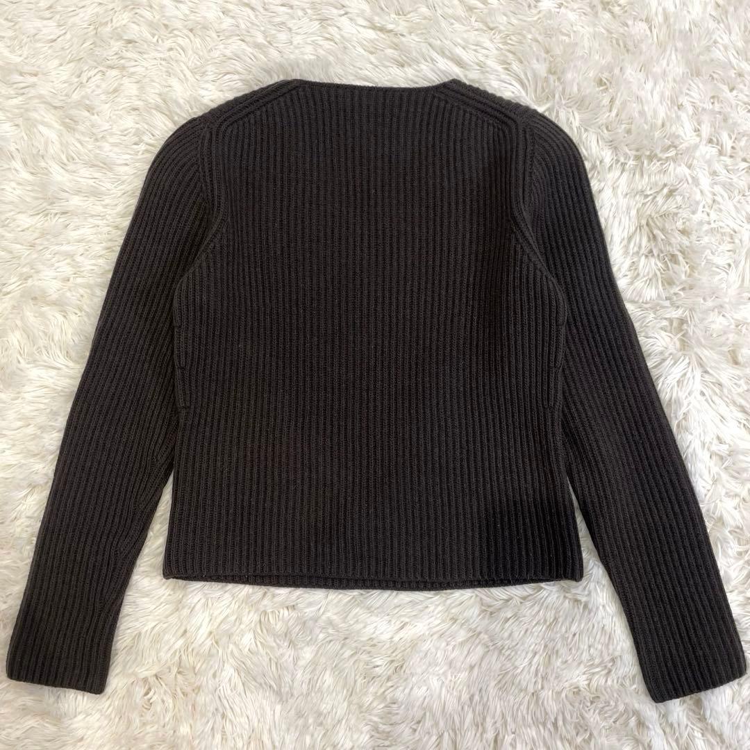 PRADA カシミヤ混 Vネック リブニット セーター ブラウン サイズ40