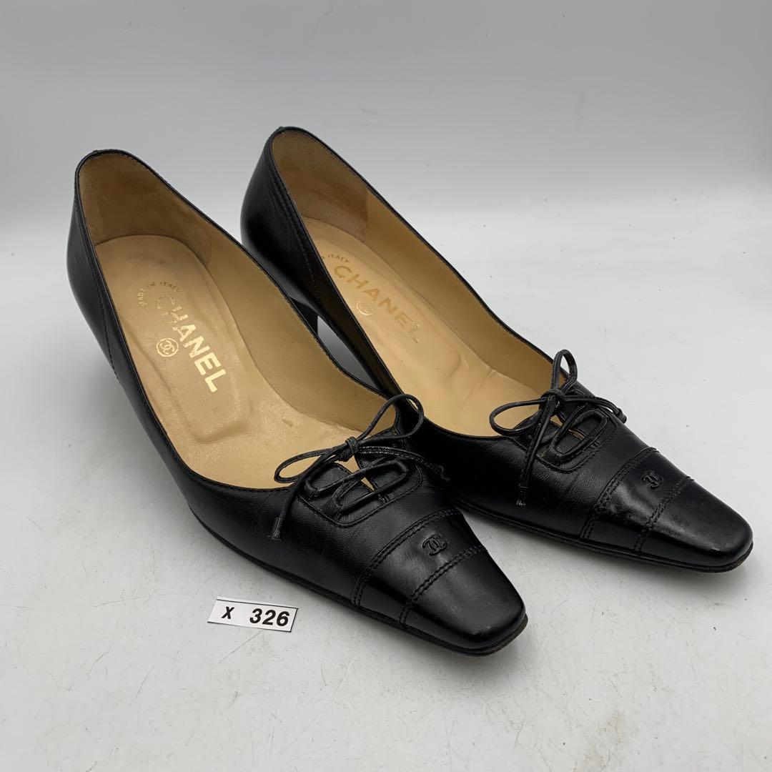 X326 シャネル パンプス 37 約23.5cm ブラック