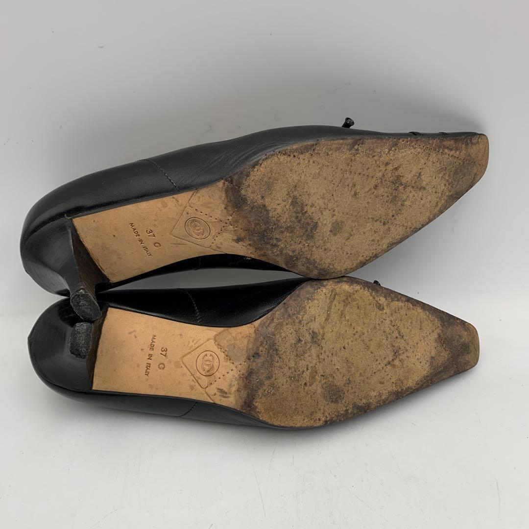 X326 シャネル パンプス 37 約23.5cm ブラック