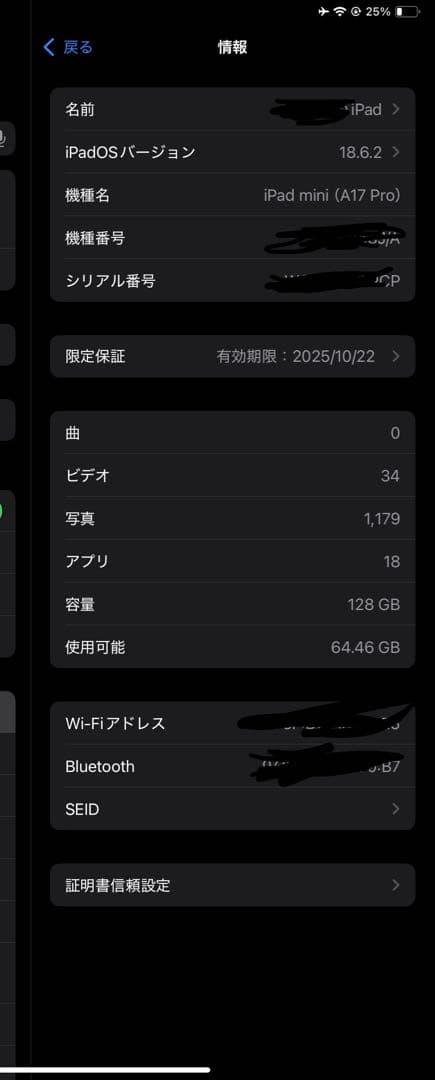 iPad本体 iPad mini A17 pro Wi-Fi 128GB