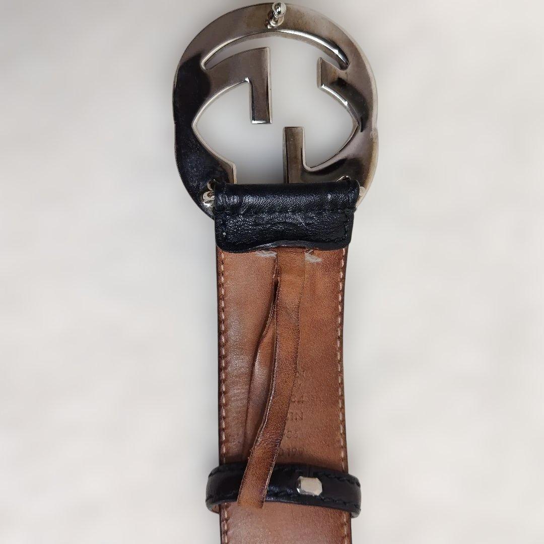 ✨極美品✨ GUCCIベルト インターロッキング ブラック シルバー グッチシマ