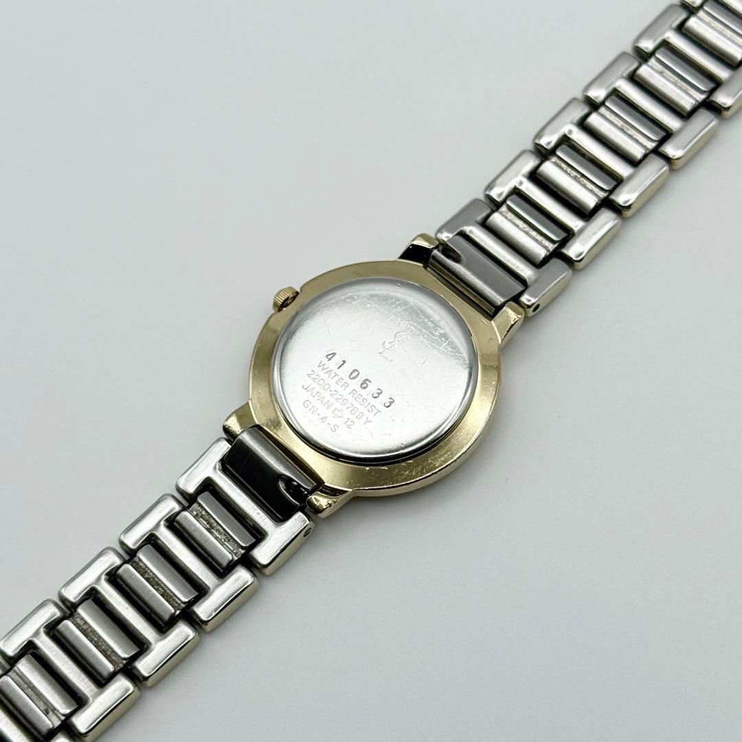 ✨新品電池・稼働✨サンローラン 腕時計 クォーツ ラウンド コンビ 黒文字盤