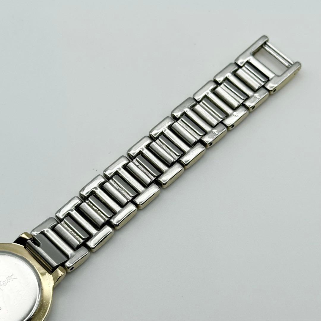 ✨新品電池・稼働✨サンローラン 腕時計 クォーツ ラウンド コンビ 黒文字盤