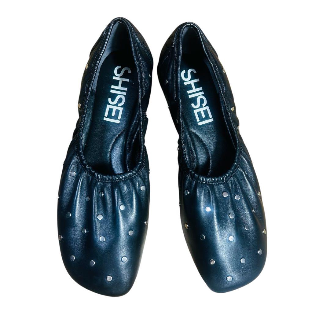 【美品】SHISEI シセイ ギャザーバレエシューズ スタッズ