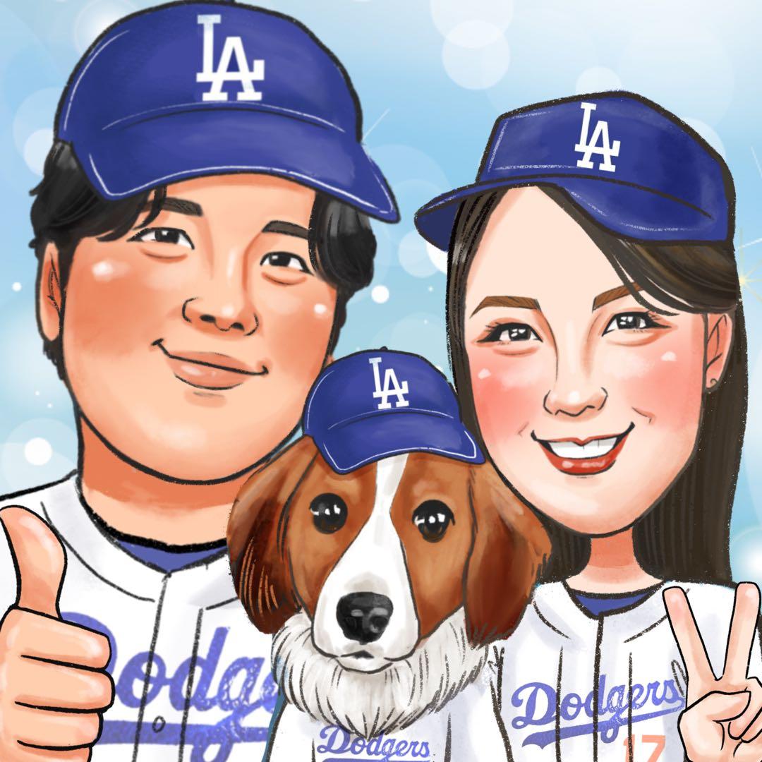 誇張を控えた優しい似顔絵オーダー♪母の日　父の日　還暦祝い　お名前ポエム　結婚式