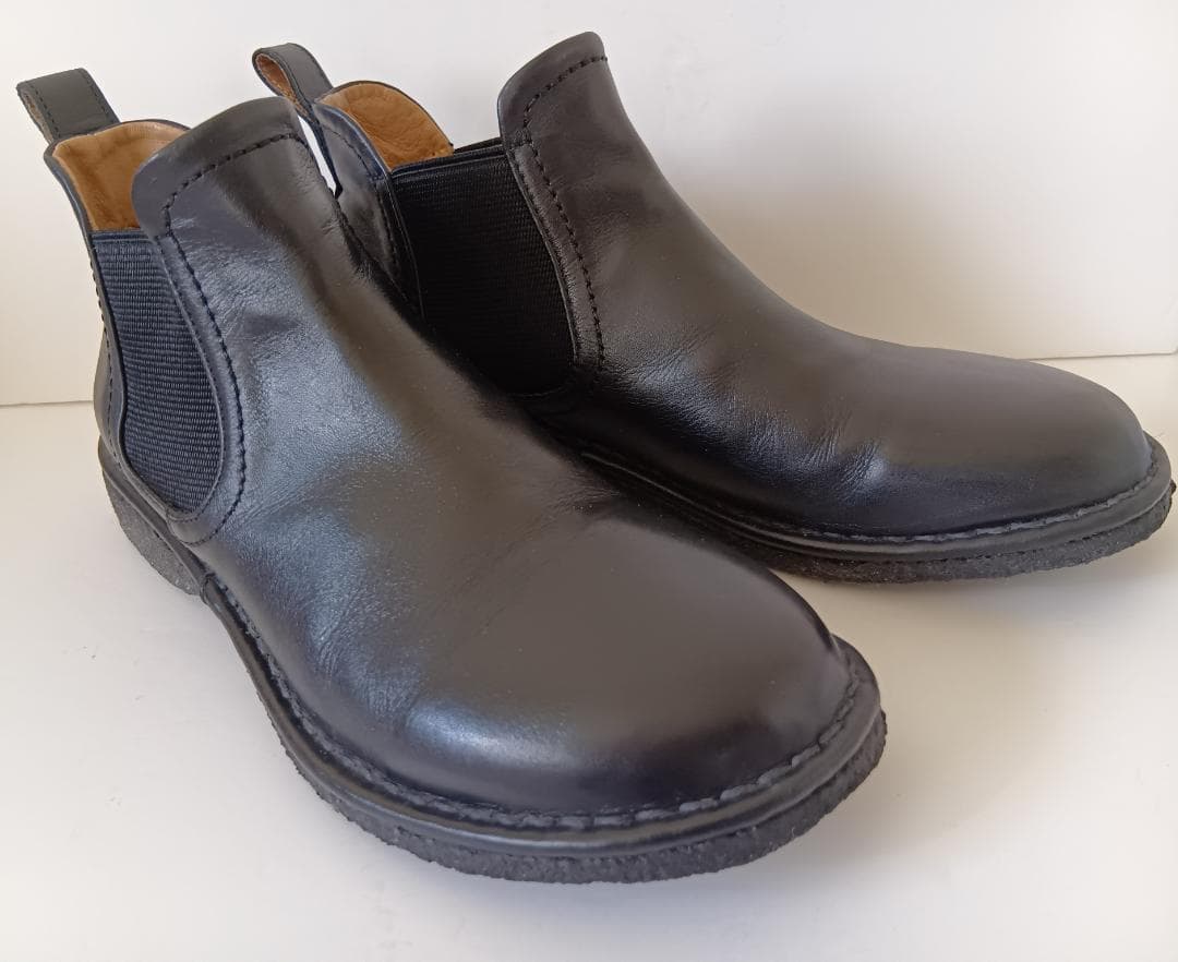 Saya 本革 ブラック 黒 ラボキゴシ フラット サイドゴアブーツ 23cm