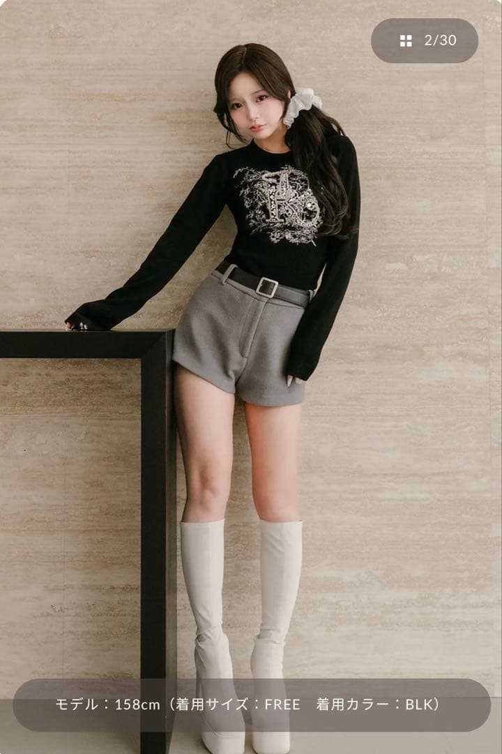 ダーリッチ DRビジューフラワーリブニットトップス