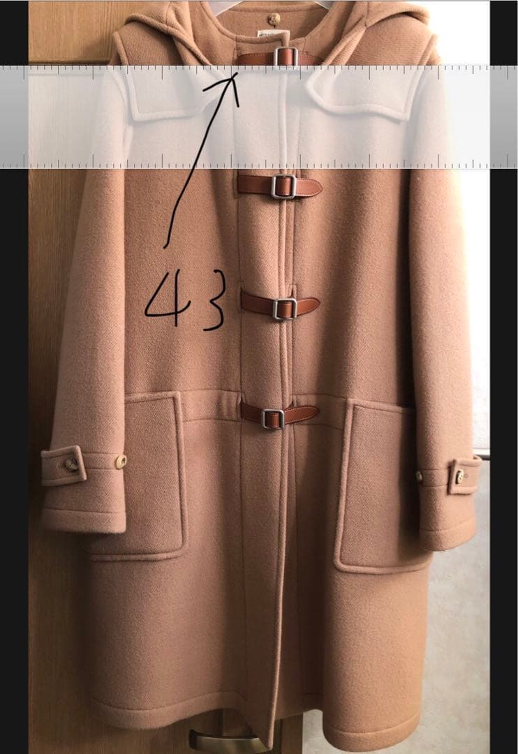 HERMES ベージュ ダッフルコート フード付き