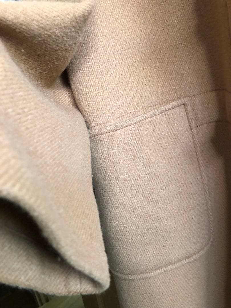 HERMES ベージュ ダッフルコート フード付き